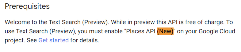 Prerequisites to use Text Search Maps API